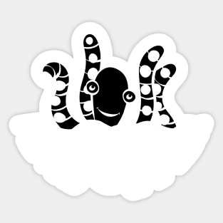 Friendly Black Octopus Cartoon Sticker